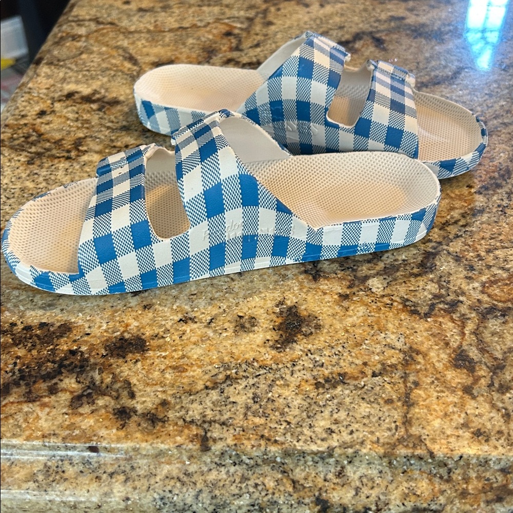 Freedom Moses Blue and White Checkered Sandals - Picture 4 of 4
